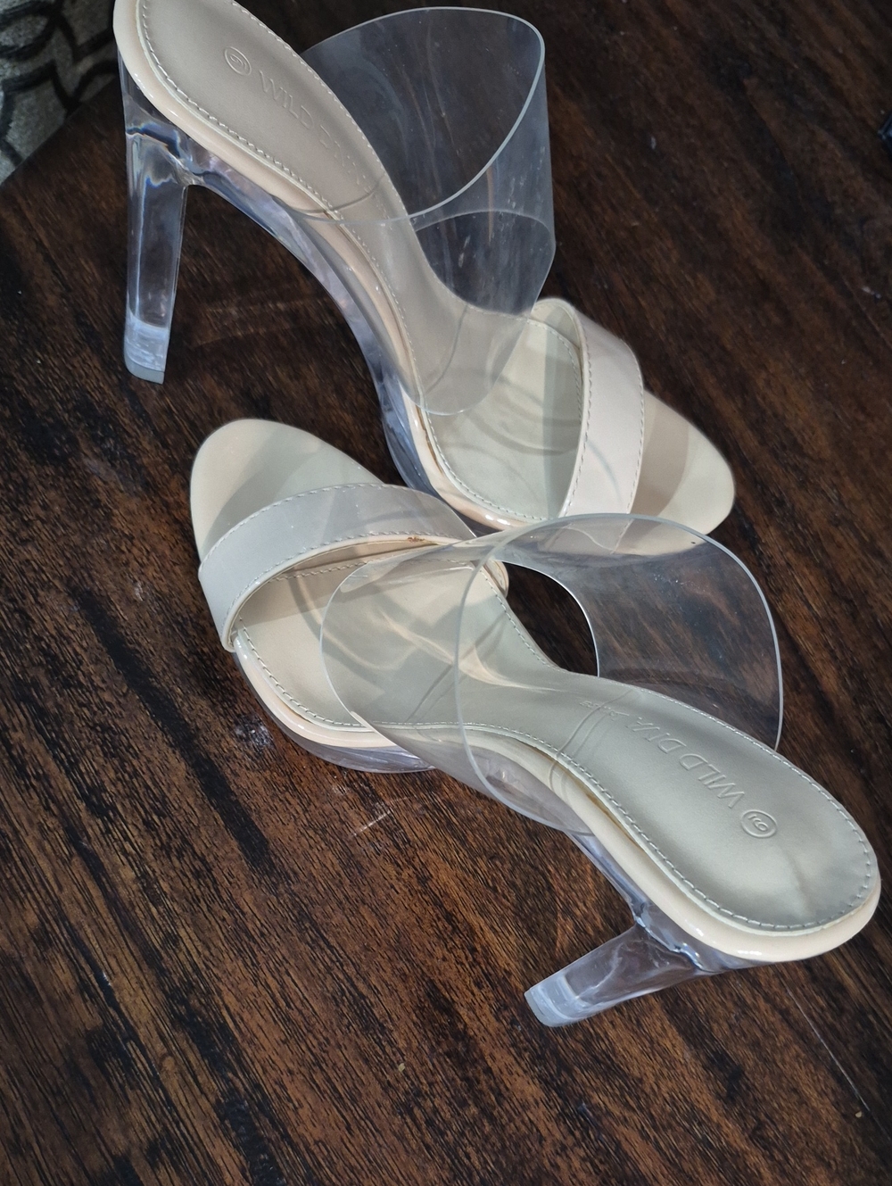 Wild Diva Clear Strap Beige High Heel Sandals